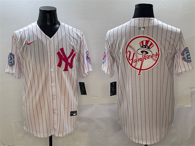 Men's New York Yankees Team Big Logo Pink With Patch Limited Stitched Baseball Jersey 001 Men's New York Yankees Team Big Logo Pink With Patch Limited Stitched Baseball Jersey 001